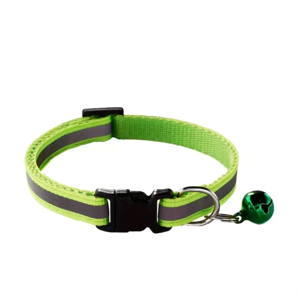 Cat or Small Dog Reflective Adjustable Collar with Bell and Quick Release Buckle